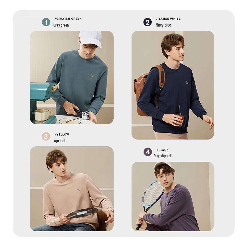 Qipai Men's Waffle-Knit Round Neck Pullover Sweatshirt