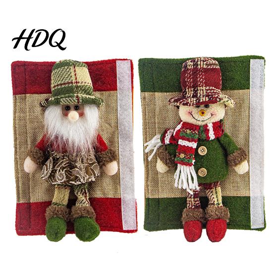 Polyester Fridge Handle Wrap 2Pcs/Set Santa Snowman Refrigerator Covers Christmas Wrap Xmas Kitchen Theme Decor Cute Decorative Door Sleeves