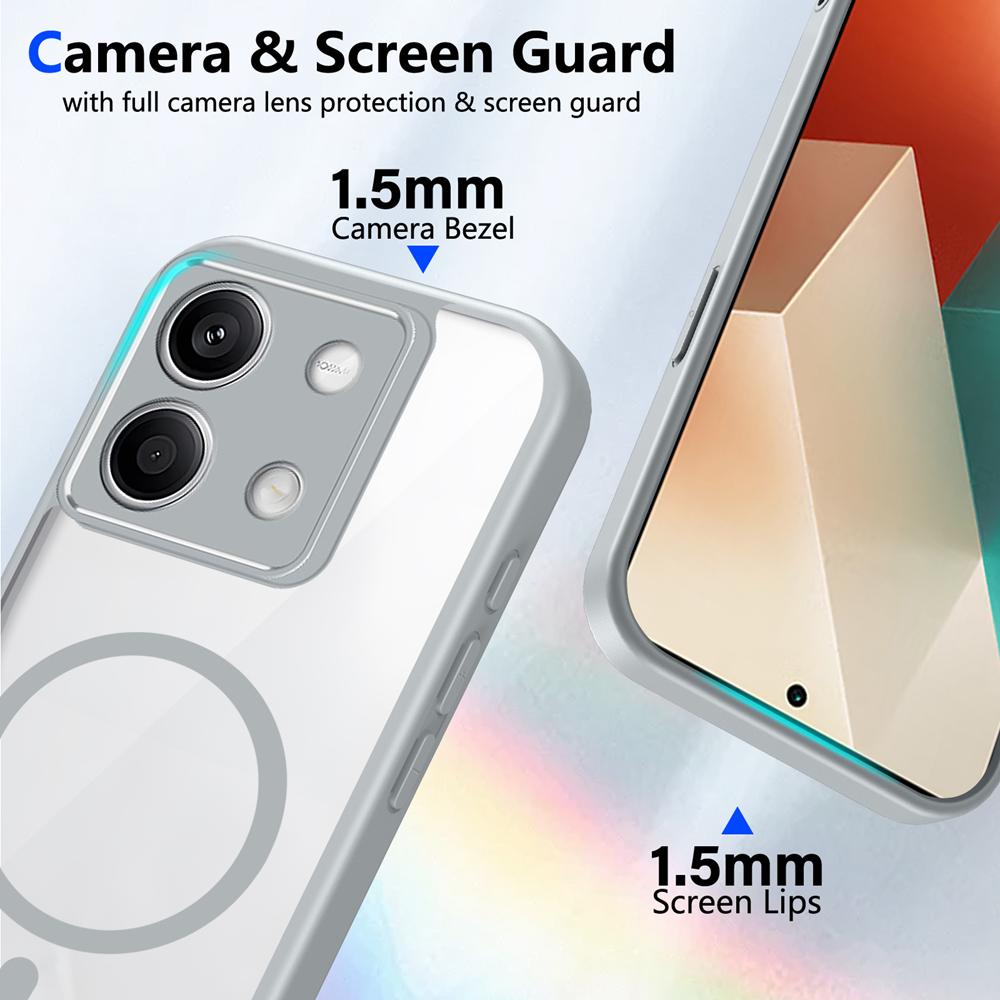 KEYSION Transparent Magnetic Phone Case for Xiaomi POCO M6 Pro 4G Soft Silicone+PC HD Clear Shockproof Back Cover for POCO X6 5G