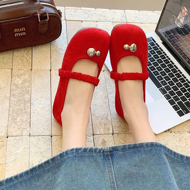 2025 spring new retro gentle skirt Mary Jane shoes women's shallow mouth single shoes round head ladyshoes women