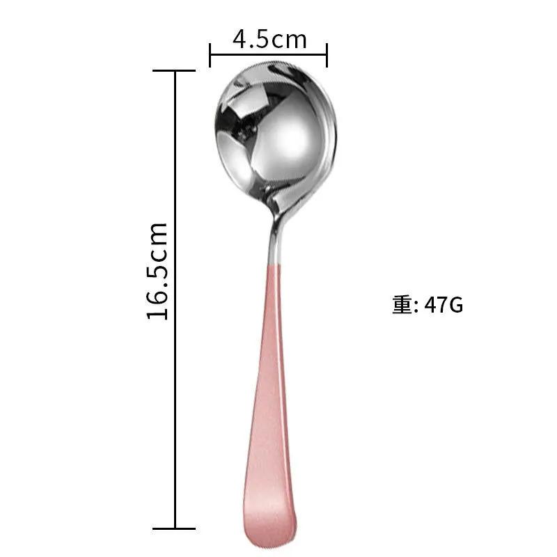 304 Stainless Steel Smooth Premium Spoon Multiple Colors Cute Dessert Spoon for Home Use Round Head Thick Gold Silver Spoon
