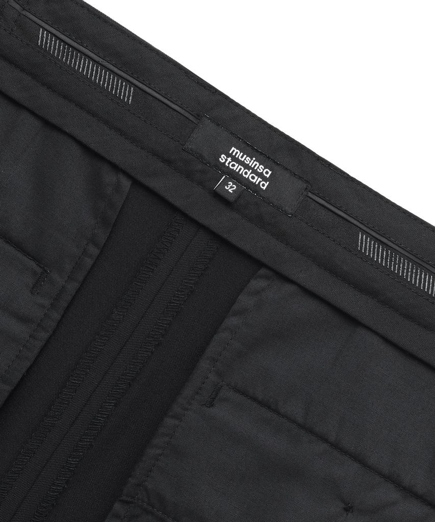 Musinsa Standard Lightweight Wide Hidden Banding Crop Slacks [Black]