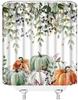 Thanksgiving Pumpkins Shower Curtain Watercolor Leaves Colorful Pumpkin Harvest Fall Autumn Fabric Decorative Bathroom Curtains