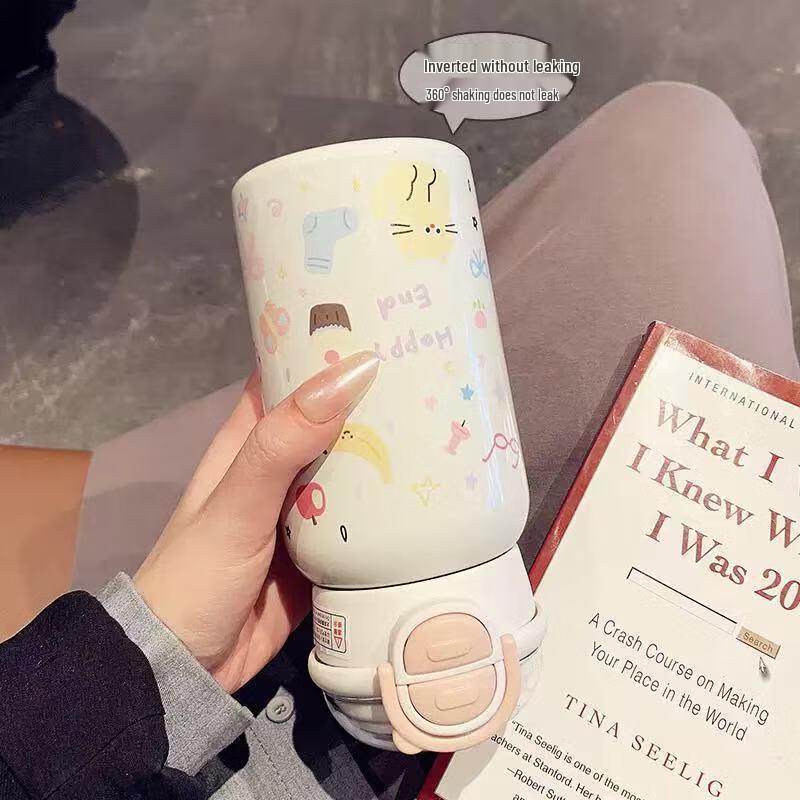 Xiaoyueya 316 Edelstahl Isolierte Kinder-Trinkflasche mit Strohhalm