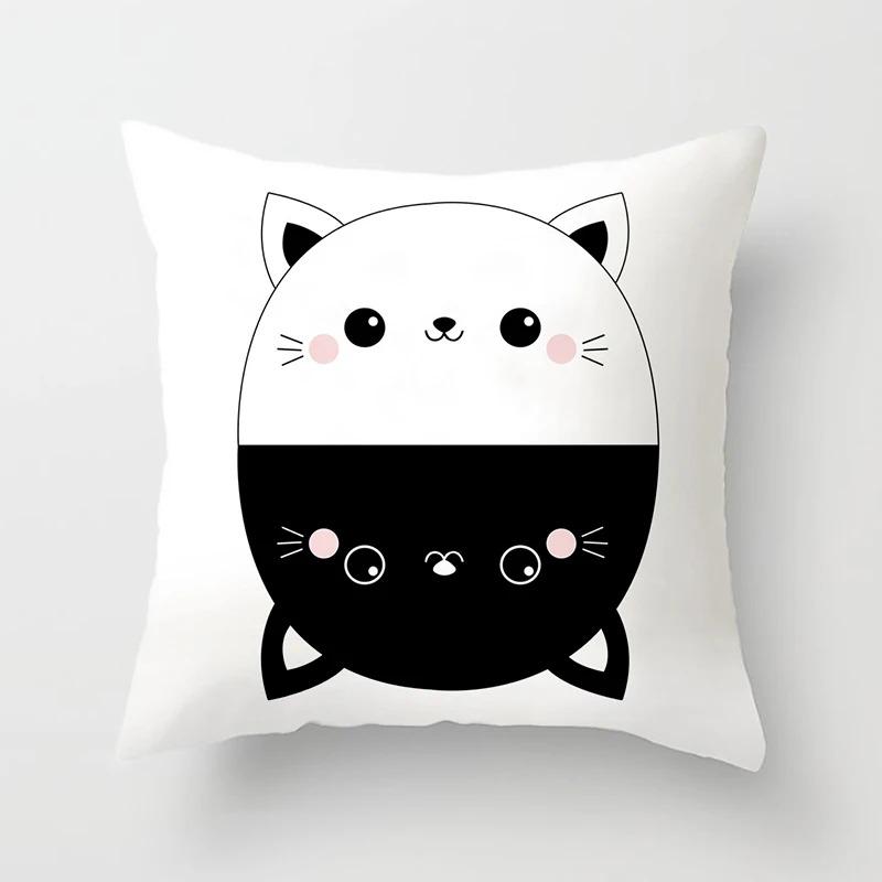 Abstract Black Cat Pattern Pillowcase Office Living Room Home Pillowcase Car Ornaments