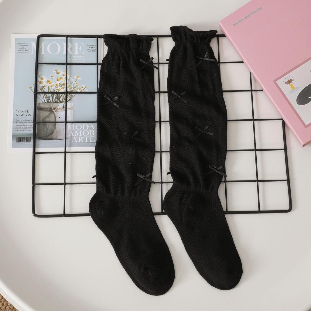 Female Summer Thin New Style Bow Ballet Wind Calf Pile Pile Socks