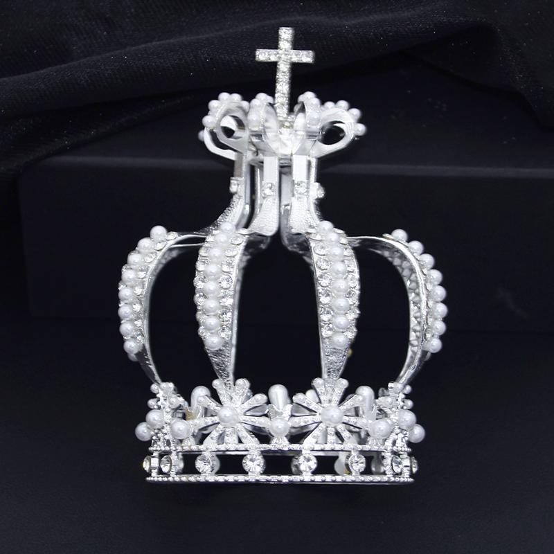 Lantern Crown with Cross.Imitation pearls.Rhinestone Tiaras and Crowns for Bride Party Prom Cake Crown Diadem Jewelry Ornaments