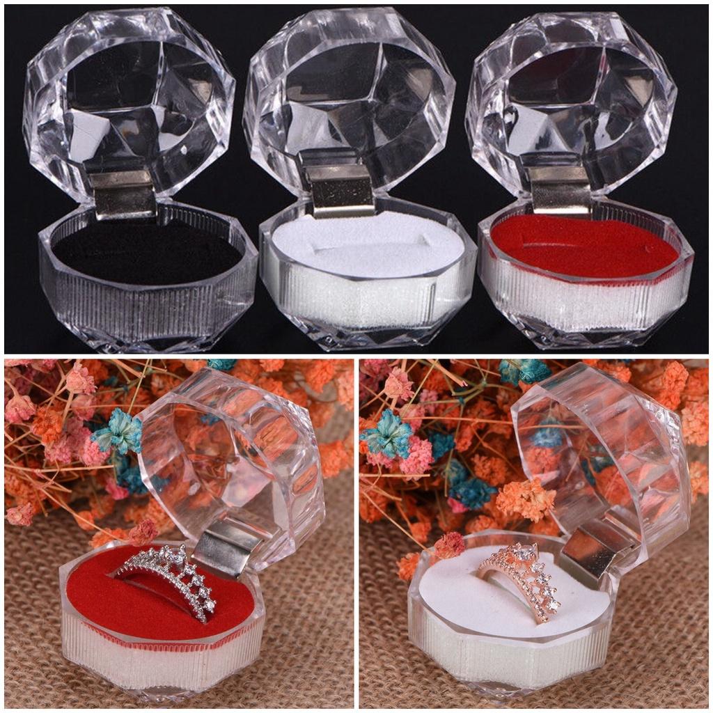 Acryl Kleine Achteckige Transparente Kristall Ringbox Schmuckschatulle Für Ringe Ohrringe Und Accessoires