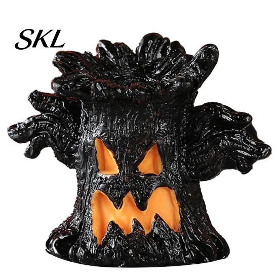Halloween Night Light Decoration, Ghost Face Tree Stump Lantern, LED Eerie Bark Lamp Glowing Pumpkin Decor, Festival Atmosphere Horror Decoration