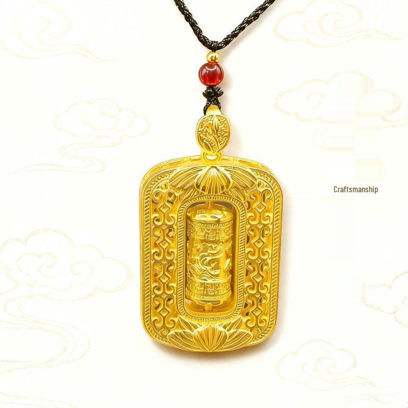 Retro čínský šestislabičný mantra modlitební mlýnek přívěsek - Stylový rotující dutý design pro muže a ženy