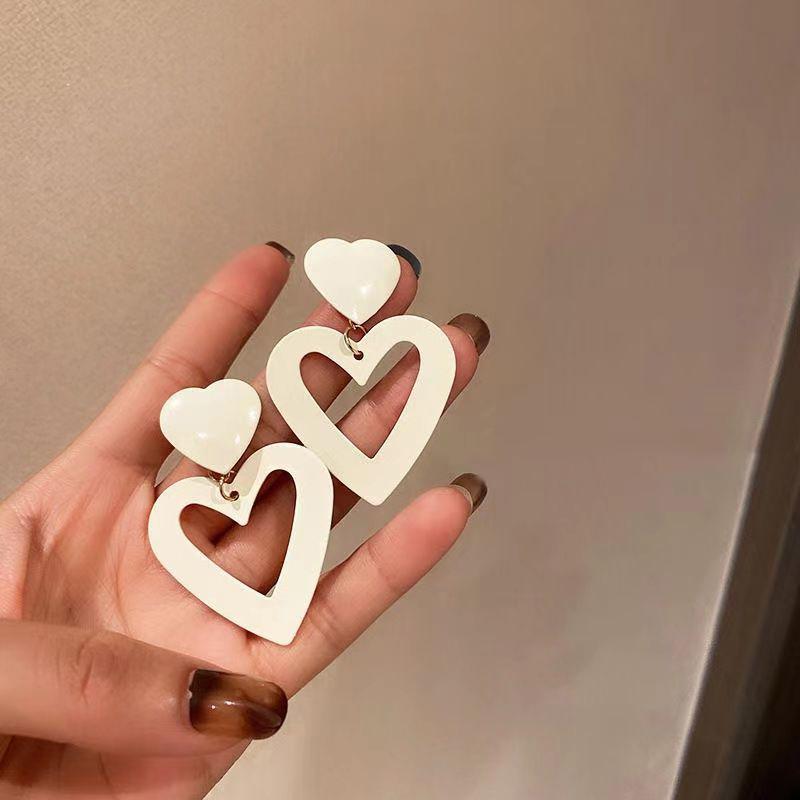 

Fashion Heart Earrings For Women Hollow Love Dangle Drop Earrings Brincos Trend Of Earring Zircon Gift