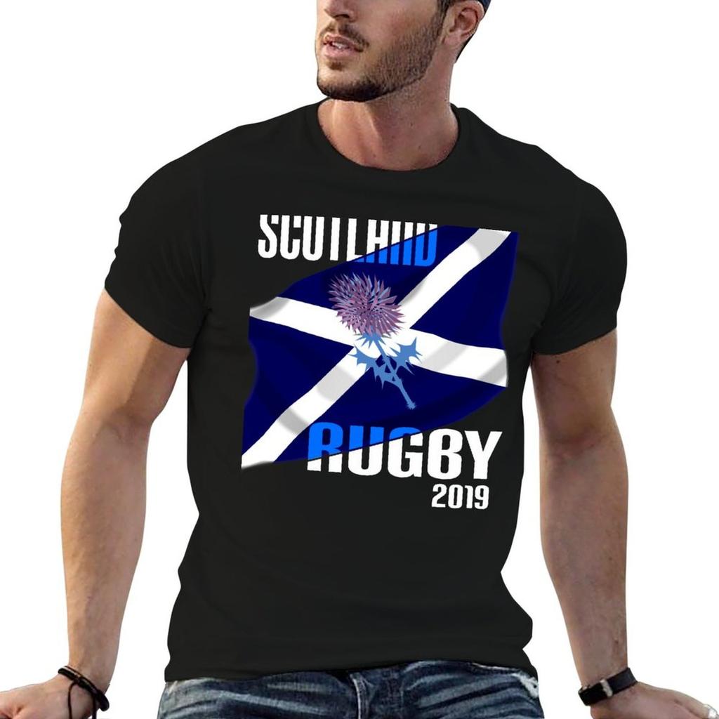 Squadra di Rugby della Scozia TournaUnisext 6 Nazioni 2019 Maglietta Taglia Larga Base in Cotone Maglietta