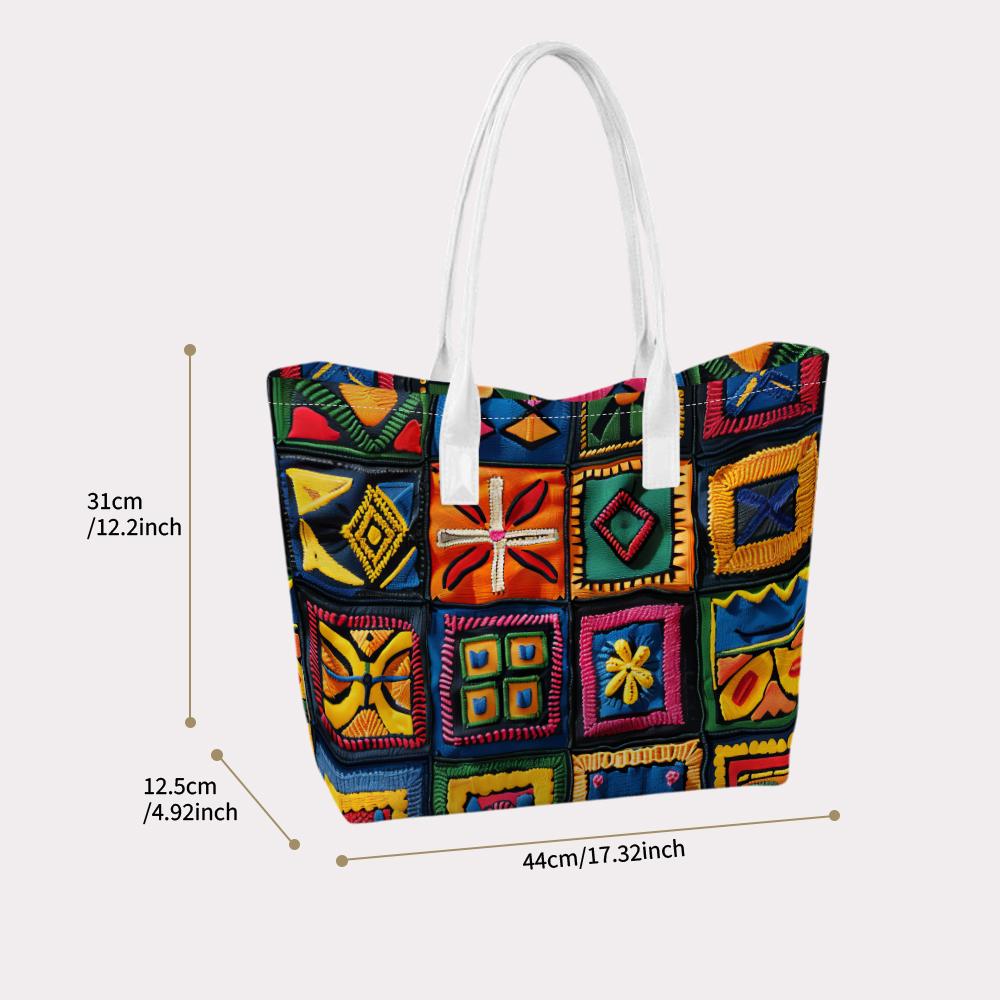 Bohemian Embroidered Tote Bag Retro Colorful Large Capacity Daily Casual Exquisite Travel Fashion Shoulder Bag for Ladies