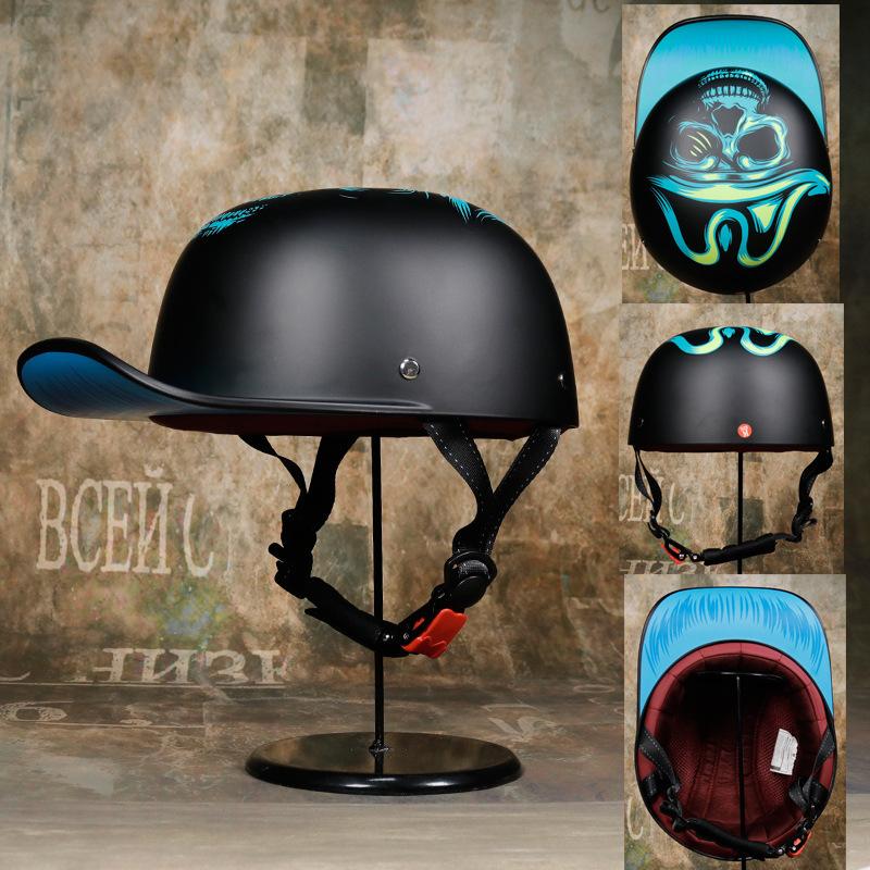 Vintage Gangster Personality Baseball Cap Helmet Electric Car Half Helmet Scooter Scoop Helmet Cap Helmet