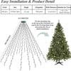LED Christmas Tree Topper Lights Ring WaterfallString LightsOutdoor Waterproof Garden Yard Decoration HolidayTree Lighting Decor
