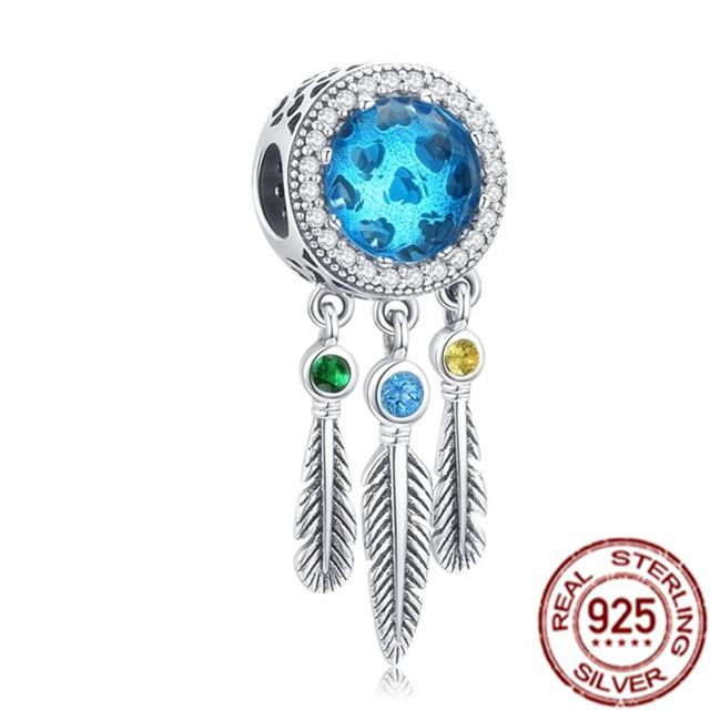 925 Sterling Silver Blue Butterfly Puffer Fish Bead Rainbow Parrot Squid Dangle Charm Fit Original Fasion Bracelet Jewelry Gift