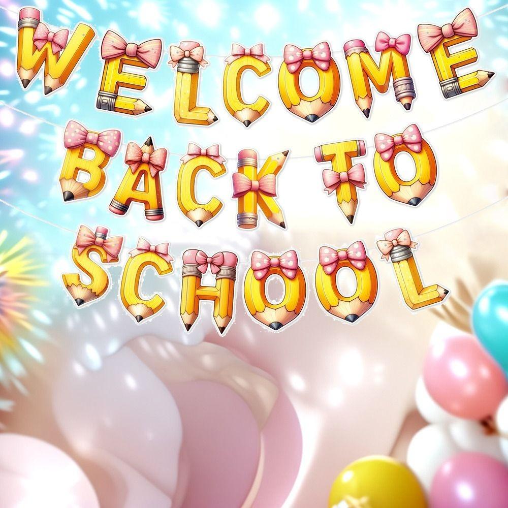 Cartoon School Season Banner Paper Background Hanging Flag  for Birthday Party Decor