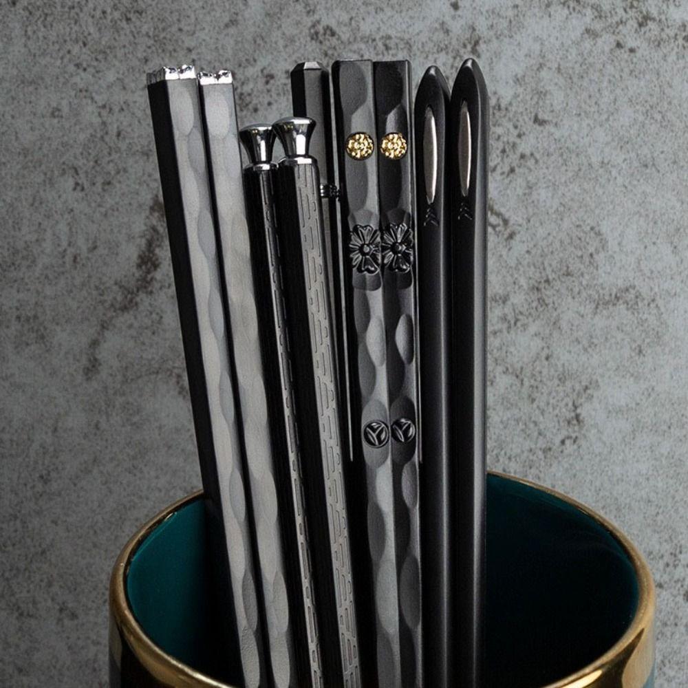 5 Pairs Zinc Zinc Alloy Sushi Chopsticks Reusable Kitchen Chopsticks Janpanese Chopsticks Set Noodle