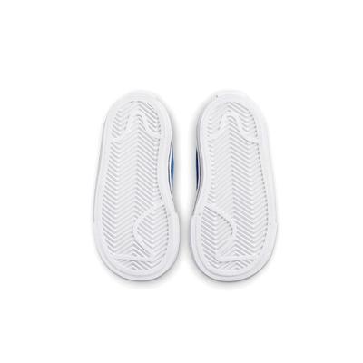 Court Legacy Hook and Loop Slip Resistant Abrasion Resistant Low Top Toddler Shoes White Blue Black DA5382-101