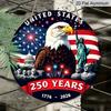 2D Flat, 1pc Circular Aluminum Decorative Plaque, Celebrating The 250Th Anniversary of America with a Patriotic Eagle & American Landmarks Design