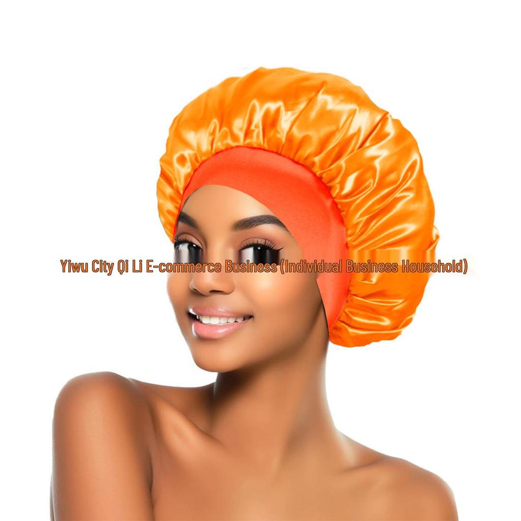 Women's Satin Wide-Brim Nightcap for Hair Care & Styling