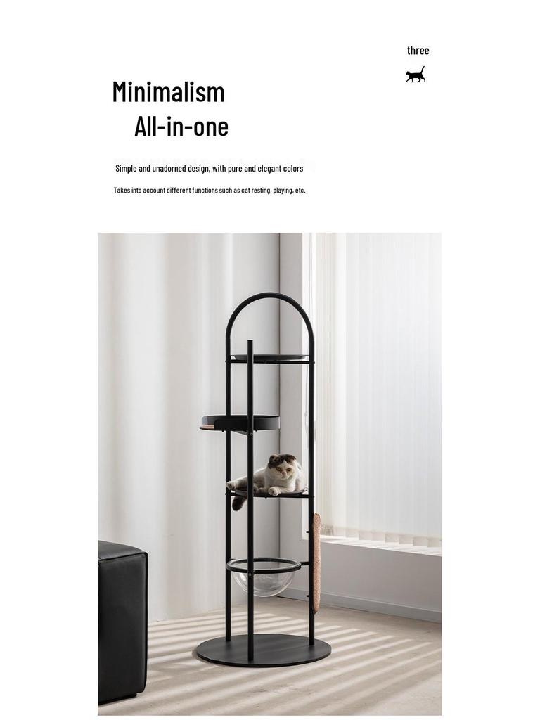 Space-Saving Cat Tree: Integrated Scratching Post, Bed, Climbing Frame, and Capsule Shelf