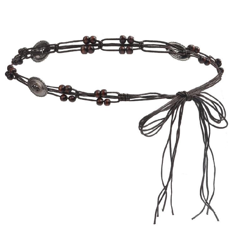 

Retro Design Wax Rope Waist Chain Ethnic Beaded Body Jewelry Perfect For Festivals And Daily Outfits 1 кофейный