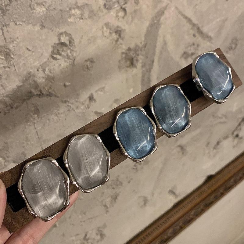 Exaggerated Irregular Blue Gray Resin Stud Earrings for Women Girls Japan and Korea Style Large Earrings Rings Jewelry Wholesale