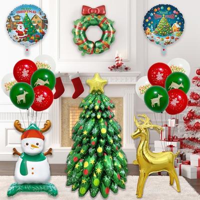 Standing Christmas Foil Balloons Santa Claus Gingerbread Man Large Standing Balloon Snowman Xsmas Tree