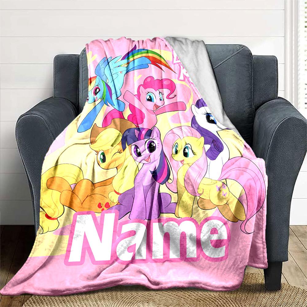 Customizable My Little Pony6 Throw Blanket – Personalized Name, All-Season Cozy Snug Blanket, Machine Washable, Personalized Blanket