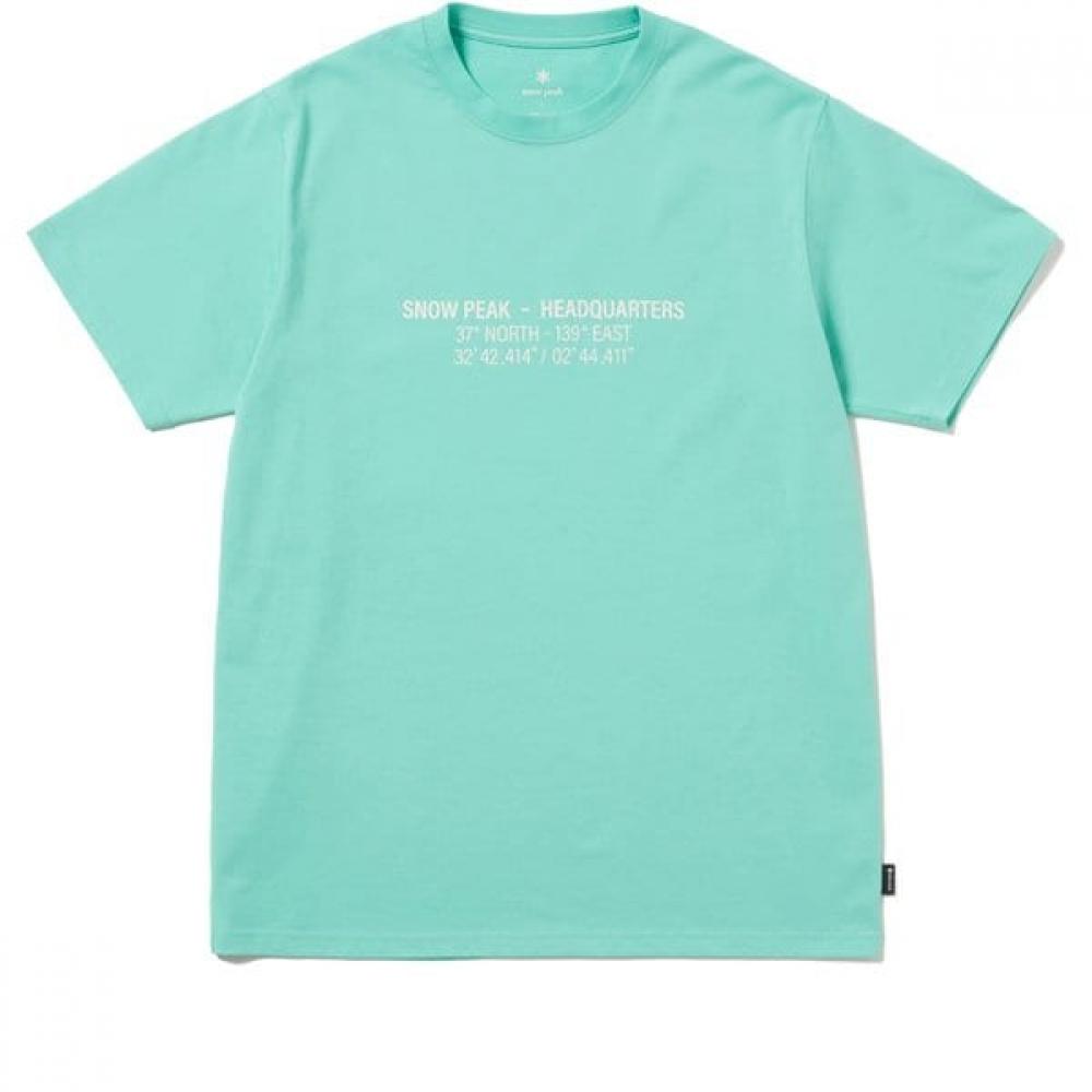 Snow Peak Hq Topographic Map T shirT Mens cuT   Sewn LighT Green L Size Ts 26su003