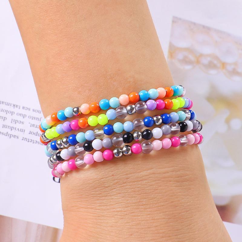 3 Stück/Set böhmische geflochtene Stretch-Freundschaftsarmbänder stapelbare perlengewebte Schnurarmbänder verstellbare Wellenseilarmbänder MYY