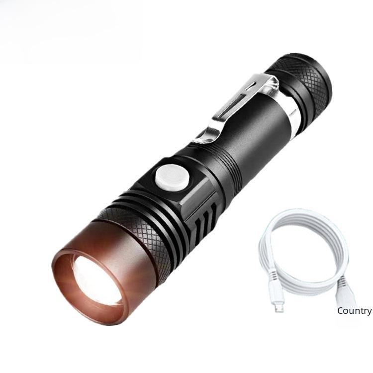 T6 Long-Range LED Aluminum Alloy USB Rechargeable Zoomable Flashlight.