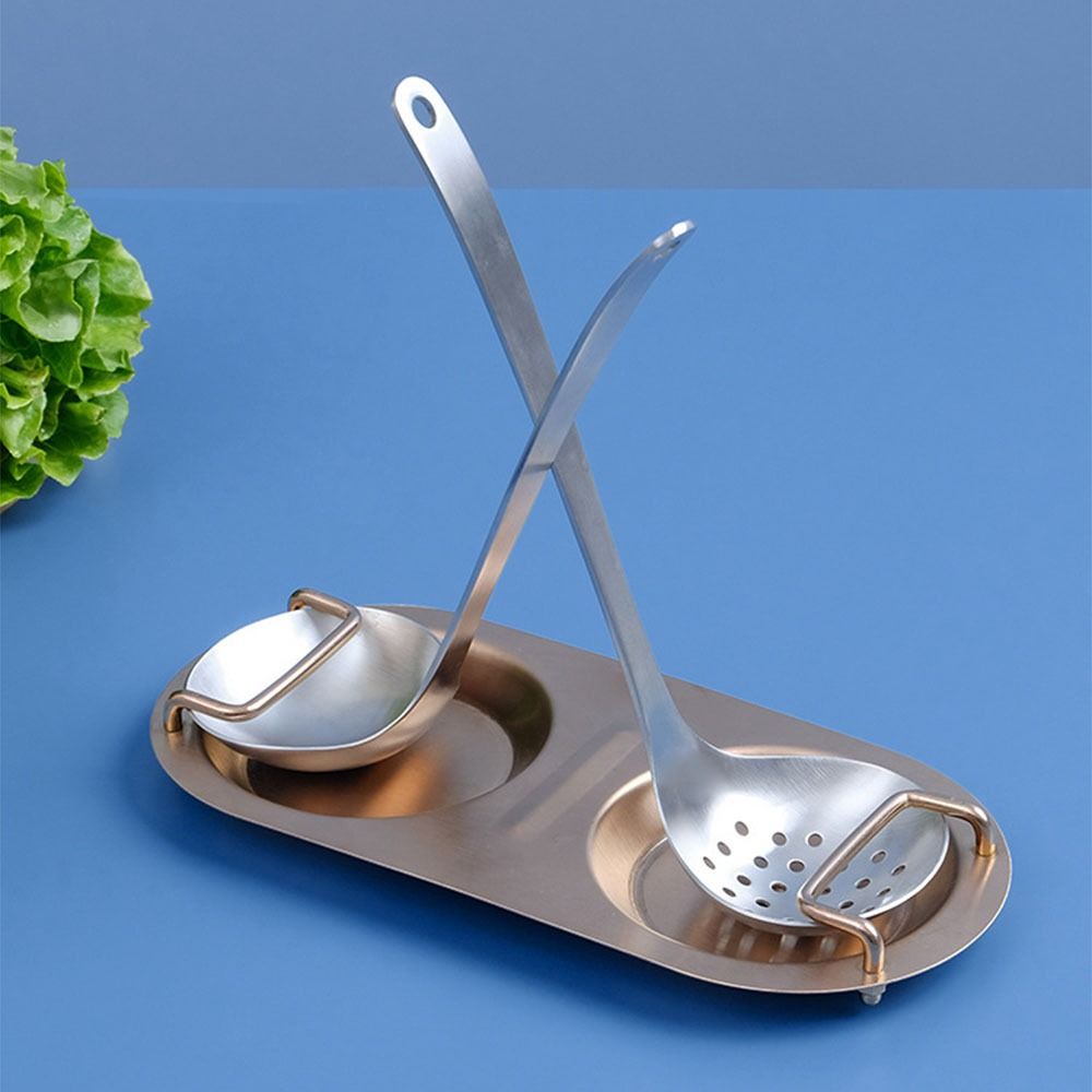 Creative Soup Spoon Holder Double Hole Spoon Rest Household Colander Storage Rack  Tableware