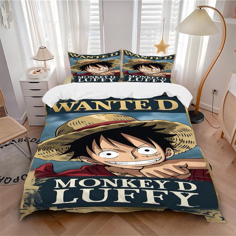 

3-компонентный комплект постельного белья Luffy One Piece для гостевой комнаты, спальни, декор на Рождество, Хэллоуин, подарки - Все сезоны (Без вкладыша)a1013095 135x200cm