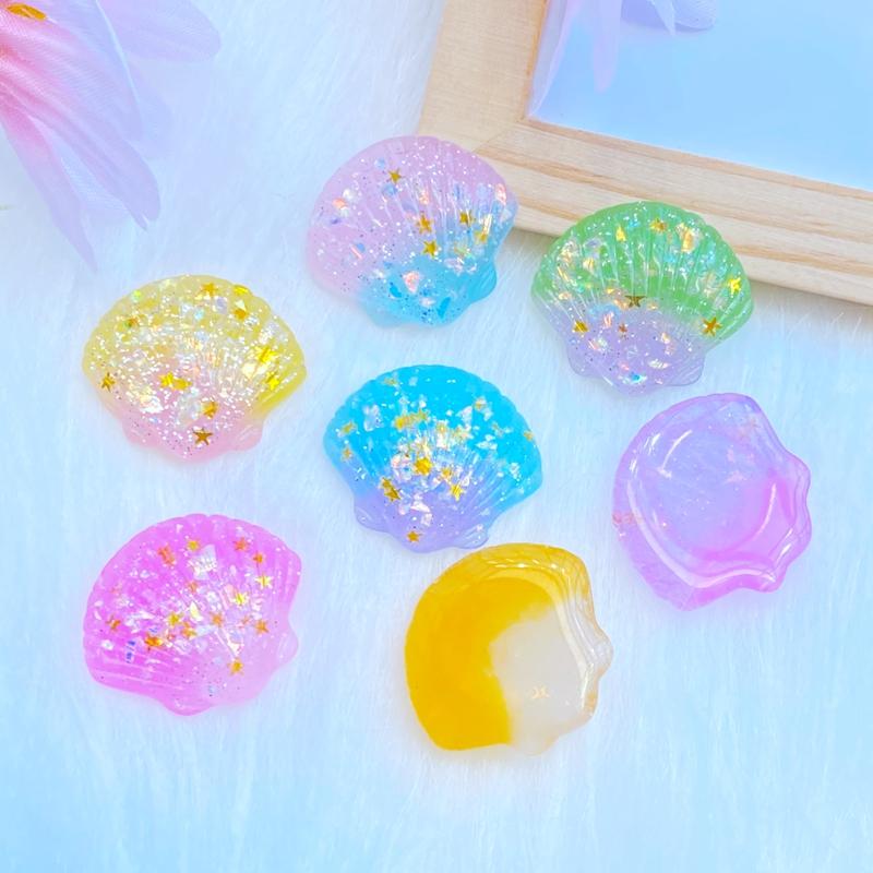 10Pcs New 23*26mm Cute Beautiful Shells Flat Back Resin Cabochons Scrapbooking DIY Jewelry Craft Decoration Accessorie Q28