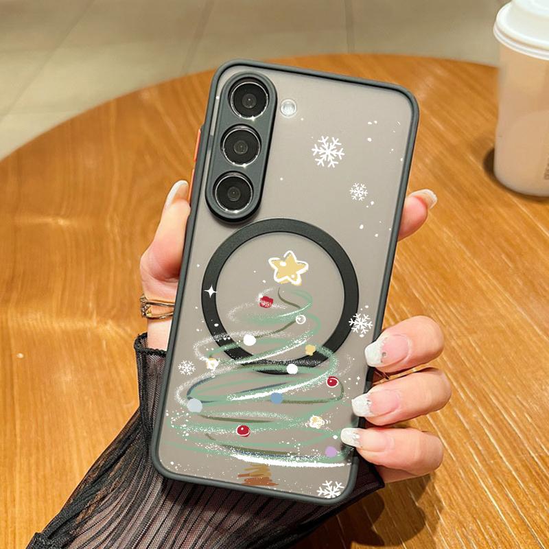 Magnetic For Magsafe Christmas Case For Samsung Galaxy S25 S24 Ultra S25 Edge S23 S22 Plus S21 FE A54 A55 A56 5G Funda Gift