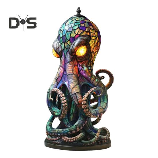 

Ночной светильник в виде осьминога в стиле витража из смолы со светящимися глазами, работающий от батареек, 3D-ночник в виде животного в стиле ретро, настольная лампа 15cm