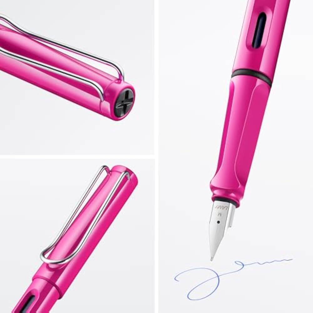 LAMY (Lamy) Safari Pink Fountain Pen - Ergonomic Grip and Polished Steel Tip Size F - Perfect for...