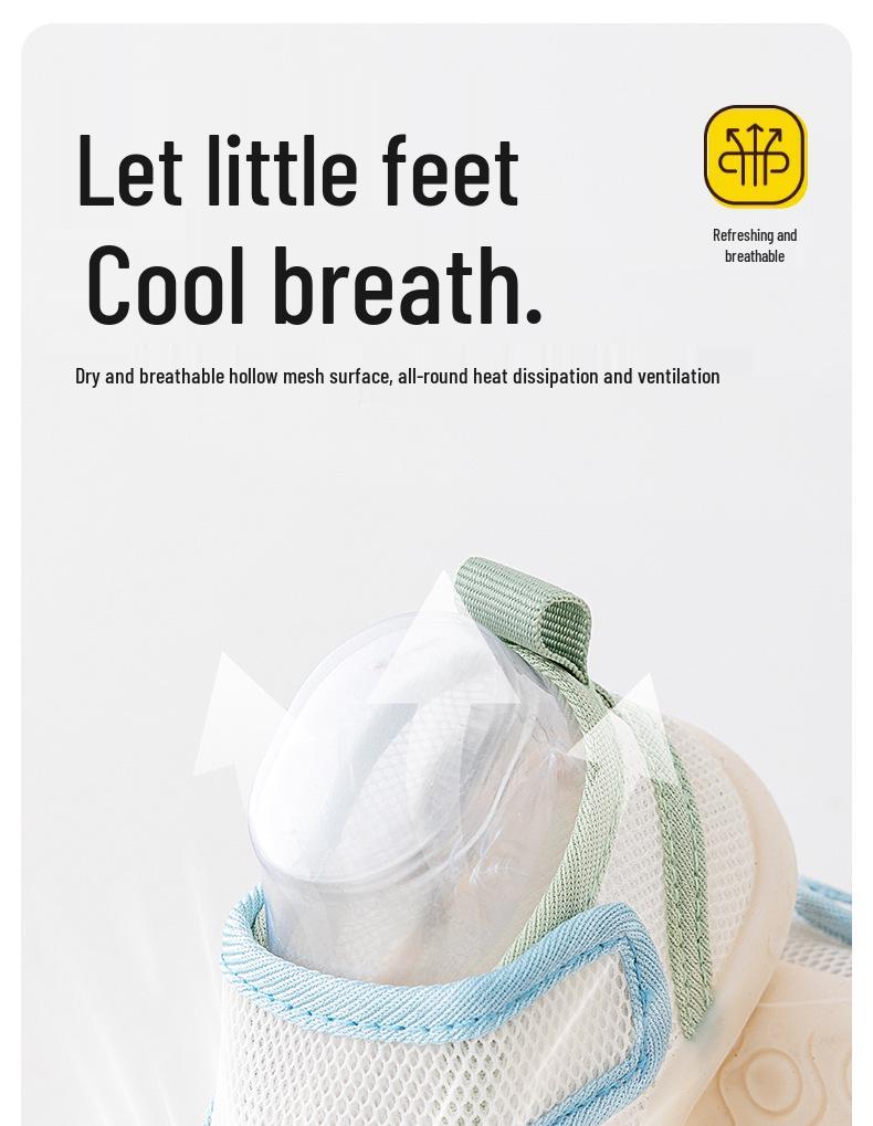 New Spring/Summer Breathable Non-Slip Baby Shoes with Soft Sole & Velcro Mesh Sandals