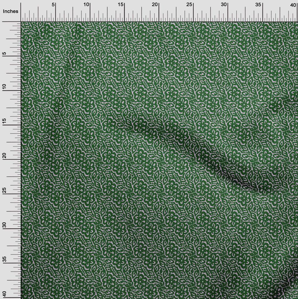 oneOone Cotton Flex Forest Green Fabric Asian Dabu Print Fabric For Sewing Printed Craft Fabric By The Yard 40 Inch