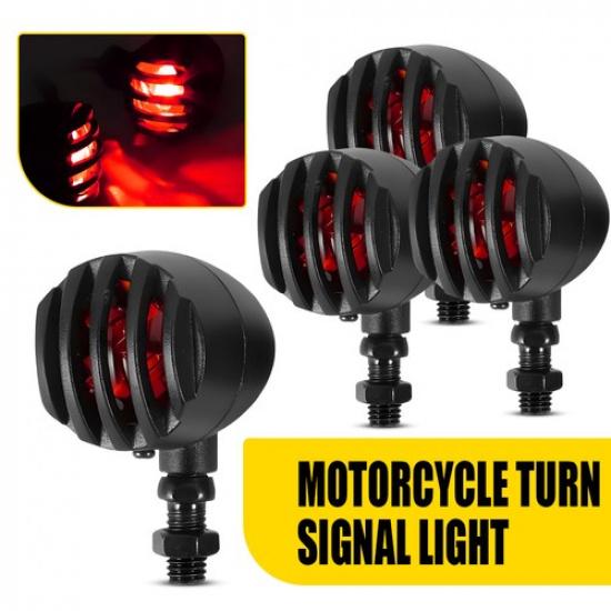 4X LED Motorcycle Turn Signals Indicator Red Blinker Light Universal Mini Lamp A
