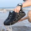 WTEMPO Summer Men's Sandals Hollow Flat Heel Adjustable Buckle Soft Thick Sole Non-slip Wear-resistant Quick Dry Wading Leisure Trend Beach Slippers
