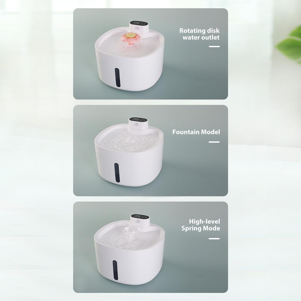Hund Katze Trinkbrunnen Kabellos Automatischer Haustier-Trinkbrunnen 2,6L Großes Fassungsvermögen Katzenwasserspender mit 3 Modi 5-Stufen-Filtration Leise Pumpe für Pe