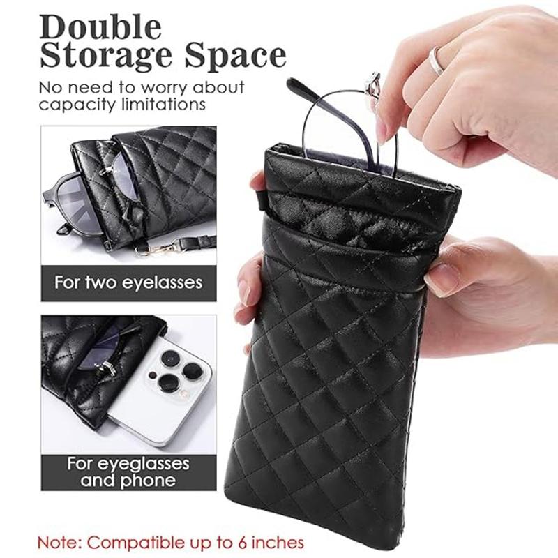 Waterproof Sunglasses Bag Portable Dustproof Double-Layer Eyeglasses Pouch Pu Leather Coin Purse Storage Pouch Women