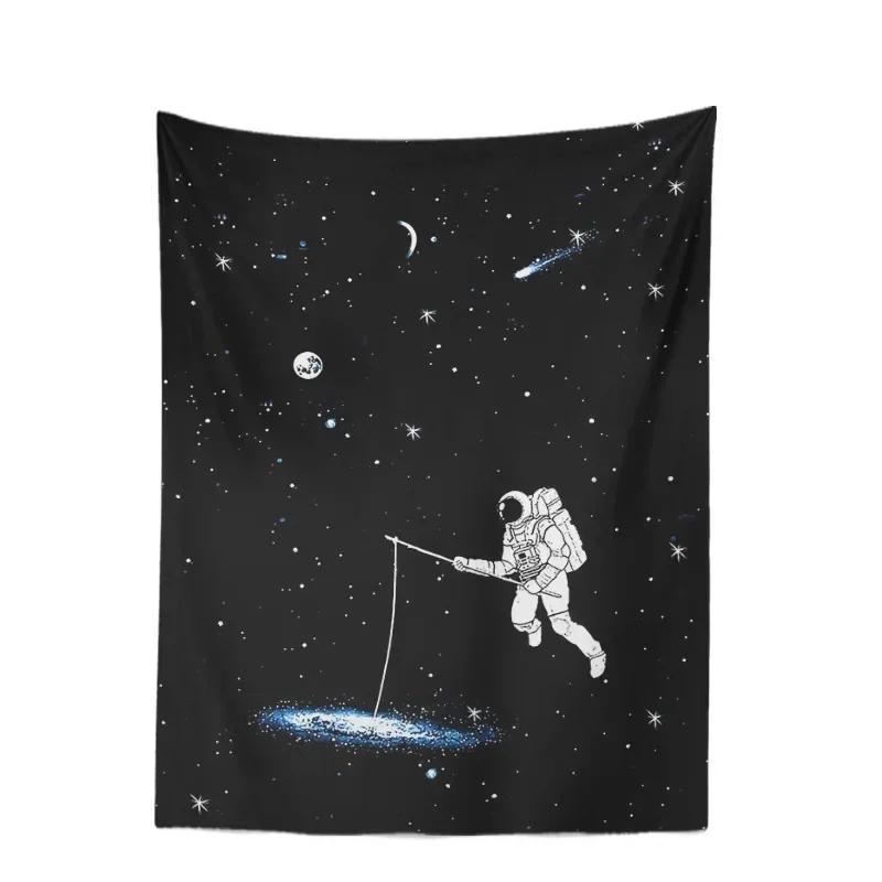 Space Skateboarding Astronaut Tapestry Unique Cosmic Design Perfect for Bedroom Decor Large Wall Hanging Artwork