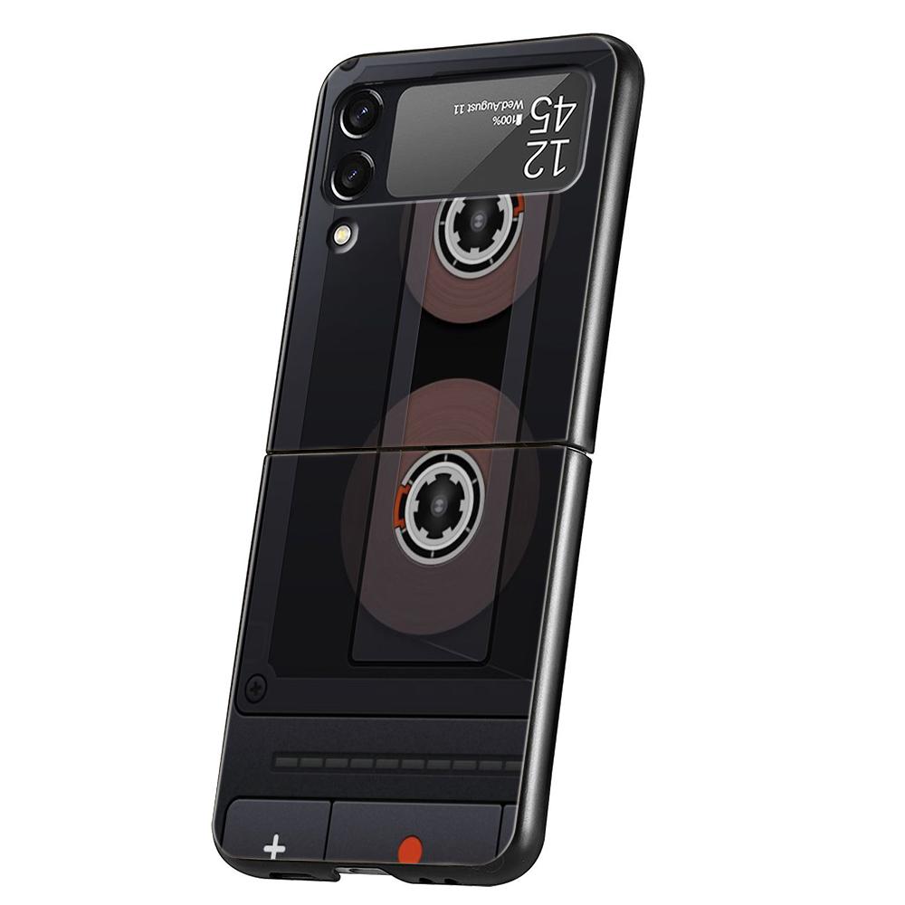 

Mixtape Vintage Magnetic Tape Cassette Audio Hard PC Phone Case For Samsung Galaxy Z Flip 4 5 Black Cover For Galaxy Z Flip 3 Z Flip 4
