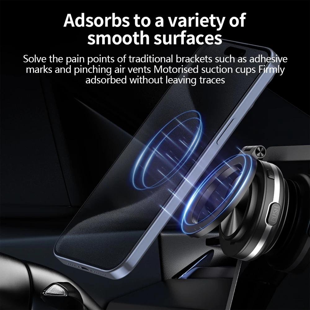Magnetic Car Phone Holder 360 Degree Rotation Foldable Strong Vacuum Mount Universal Compatible with iPhone Samsung Smartphones