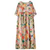 Kurzarm Plus Size Vintage Blumenmuster Neue Kleider für Damen Lässiges lockeres Maxi-Sommerkleid