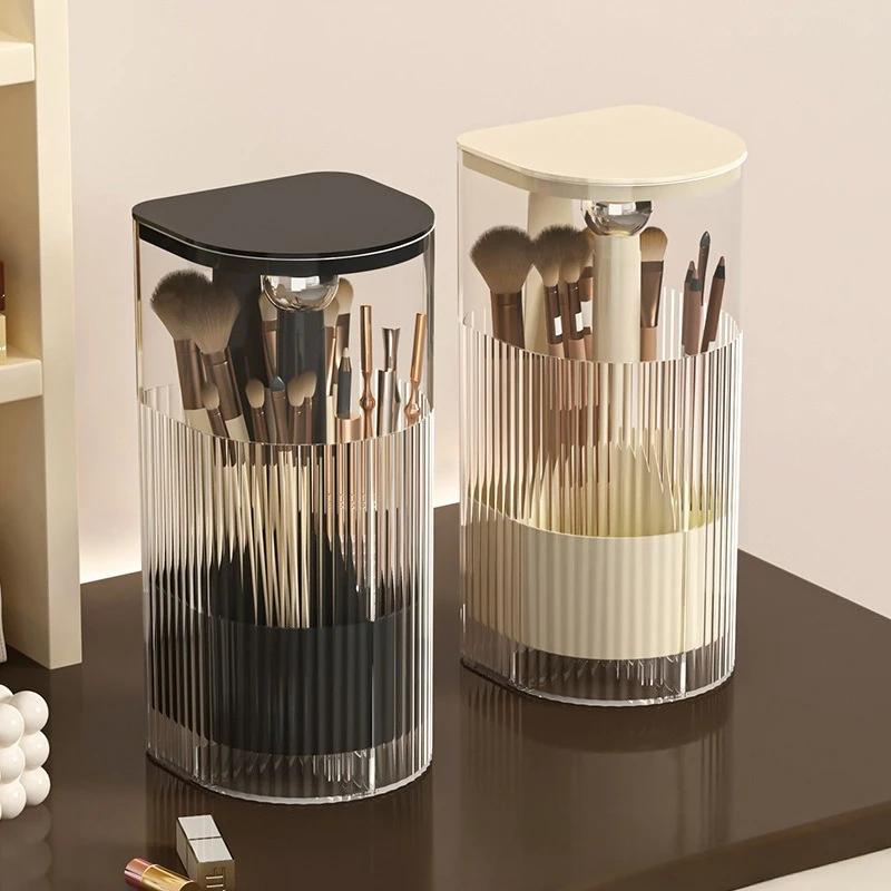 Makeup Brushes Holder Automatic Lifting Dustproof Makeup Brush Holder Desktop Makeup Tools Lipstick Eyebrow Pen Holder Container
